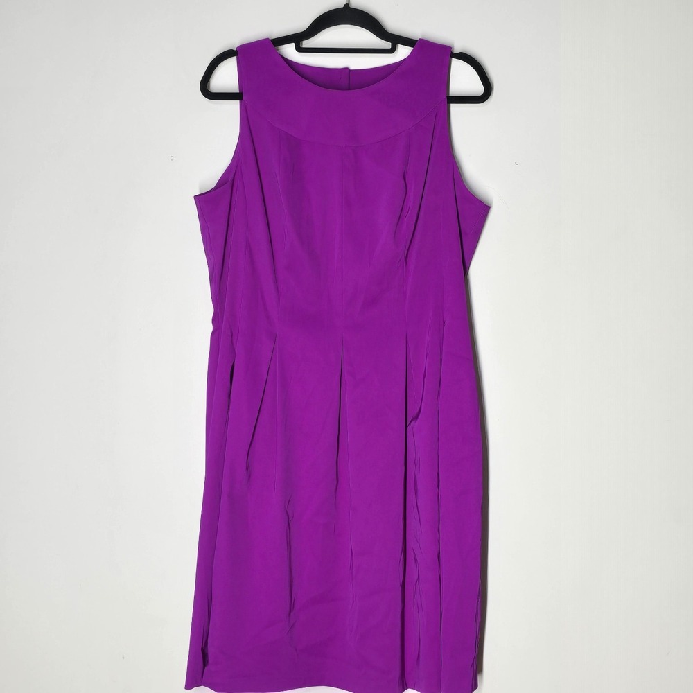 NWT Kim Rogers Womens Magenta Pleated Key Hole Back Midi Dress‎ Plus Size 18